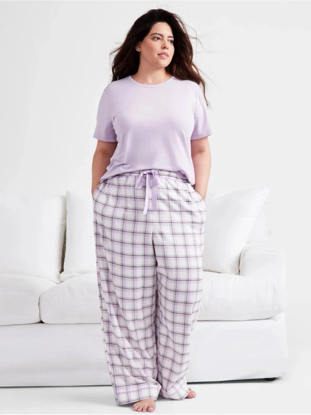 State Of Day Pajama Pants Sunday Plaid, XXL Purple